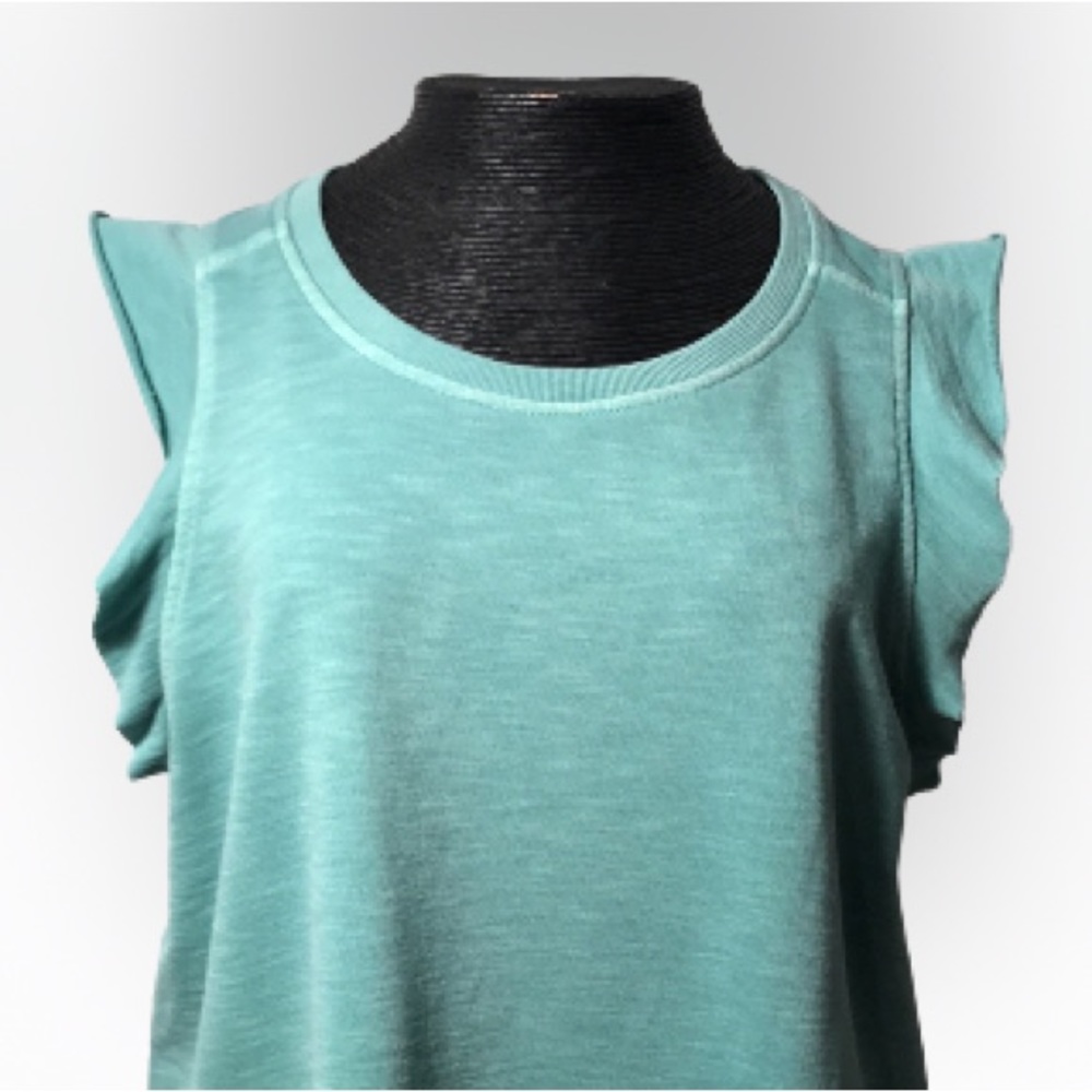 NWT Mineral Wash Sweatshirt Ruffle Sleeveless Top - Picture 4 of 5